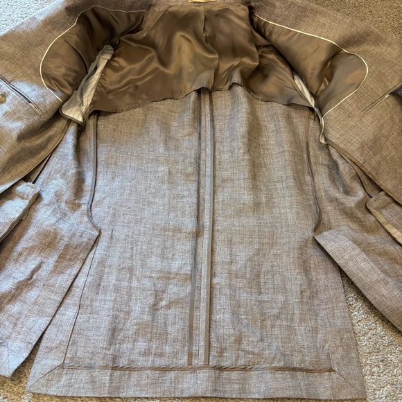 Hackett London Taupe Linen Delave Hopsack Blazer Men’s 46R Work Classic Wedding - Picture 13 of 16
